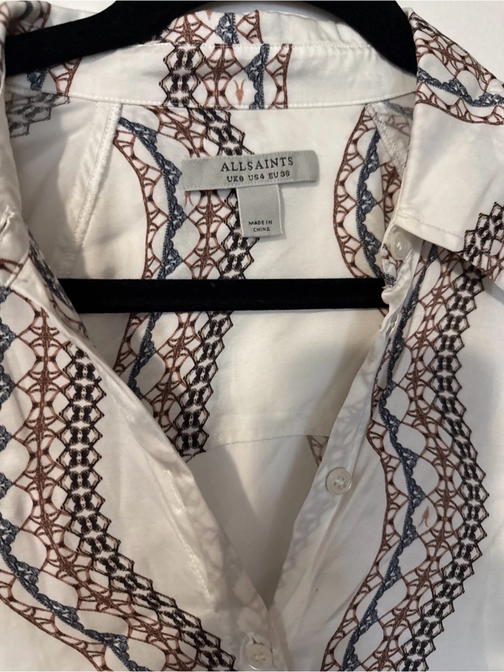 All Saints Women’s CLANETTA LETICIA MIDI SHIRT DRESS size 4 western print - Picture 3 of 7
